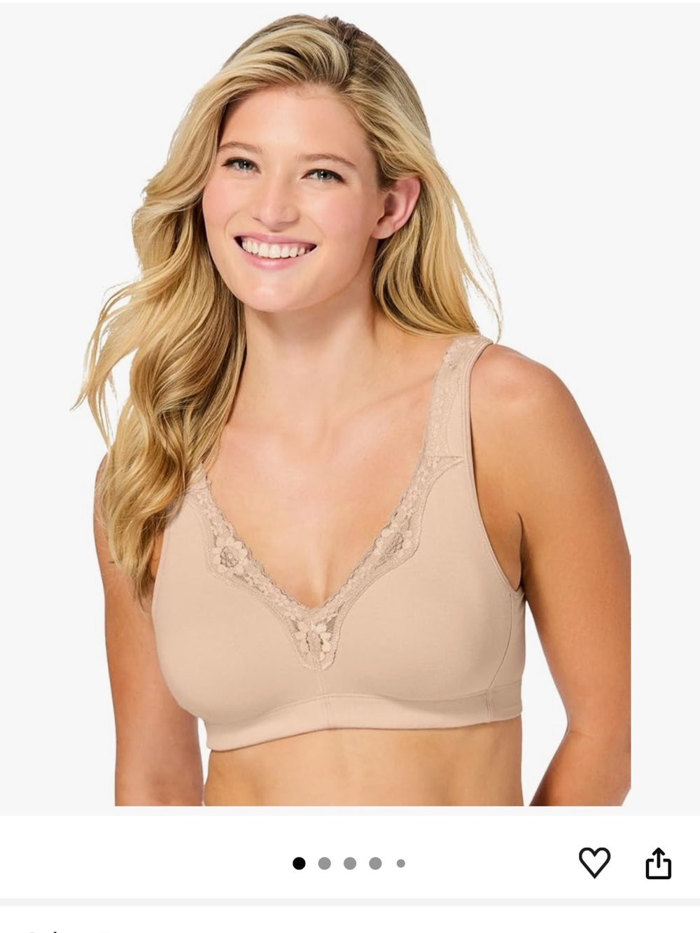 Catherines Lace-Trim Wireless Bra - Beige 48 DDD nwt